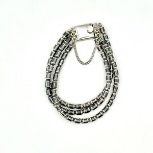 Silpada Retired Vintage B0618 3 Strand Hematite & Sterling Silver Bracelet